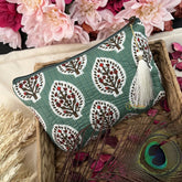 Vriksham Designer Cotton Pouch, Purse for Women with Zipper-Teal Green-G19035